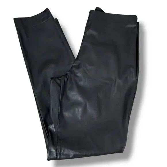 NWT French Connection Black Faux Leather Straight Leg Pants | Size 8 - Picture 1 of 9